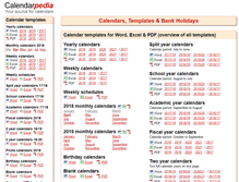 Tablet Screenshot of calendarpedia.com